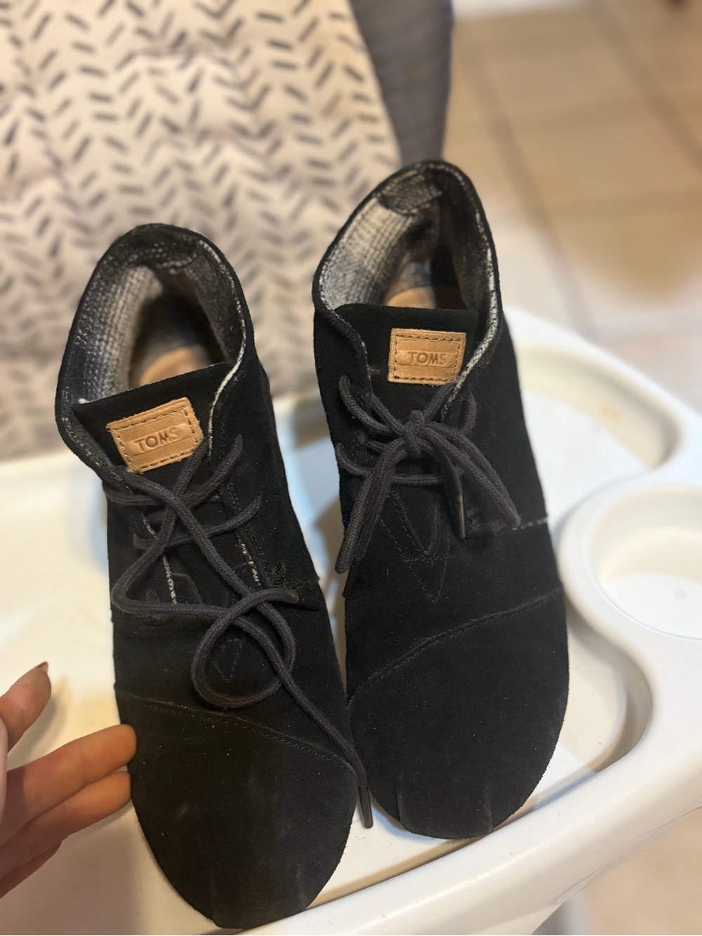 Toms Black Suede Lace-Up Women's Boots